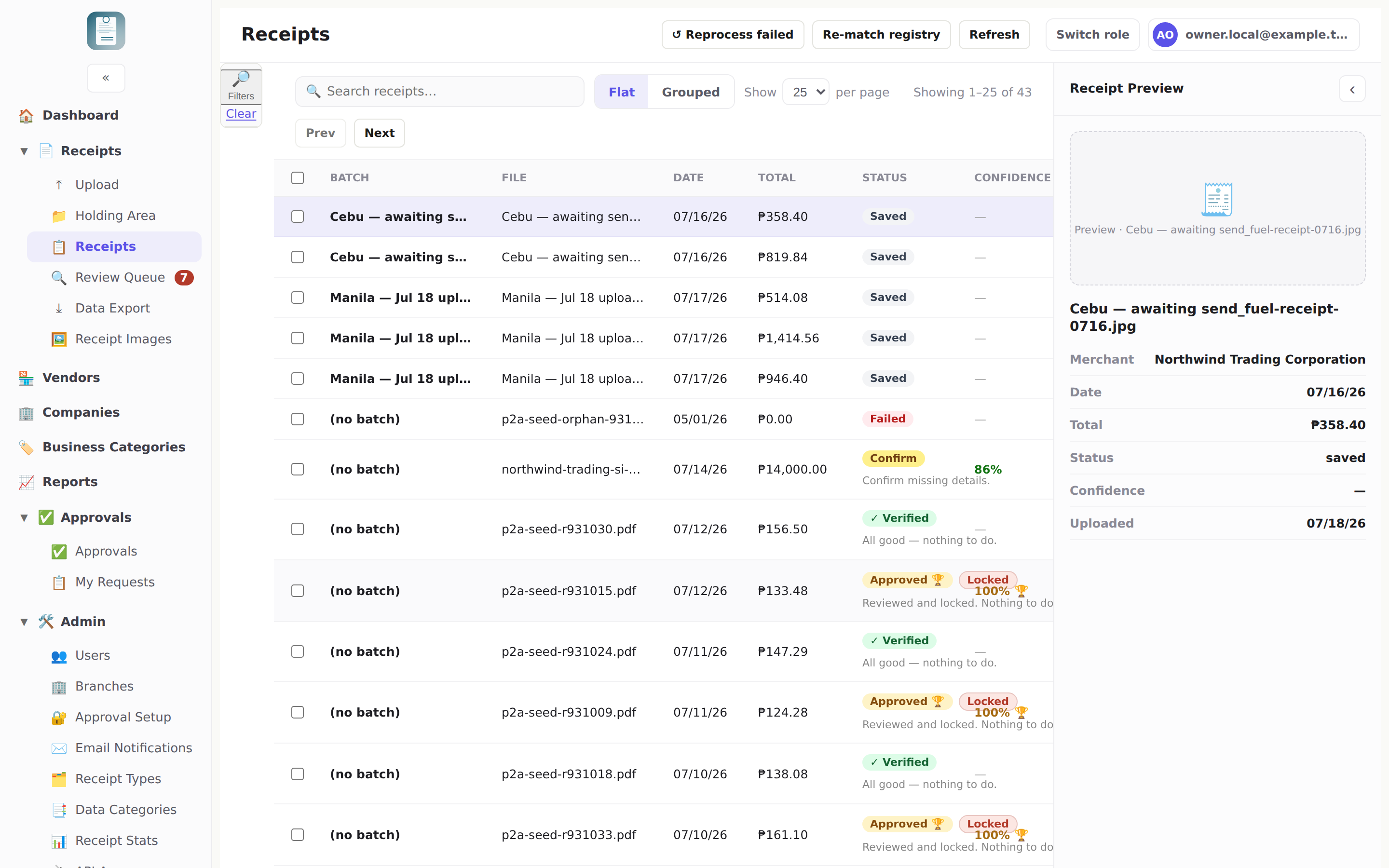 ReceiptBot — Receipts